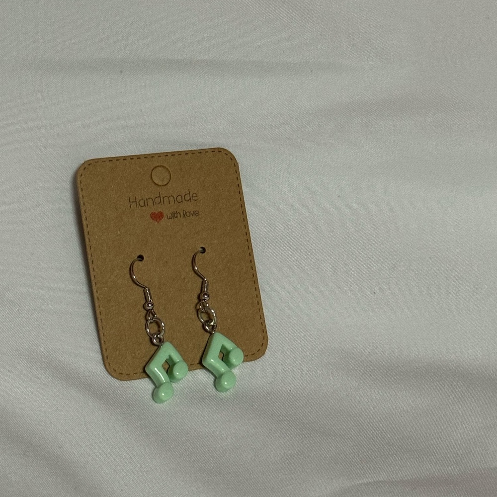 Handmade Seafoam Green Music Note Earrings